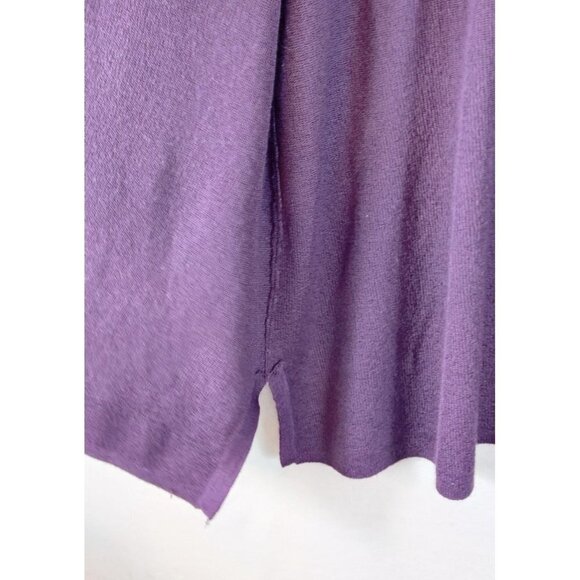 Reference Point Long Cardigan Purple Eggplant Knit Button Front Side Slit Sz 26 - Picture 6 of 8